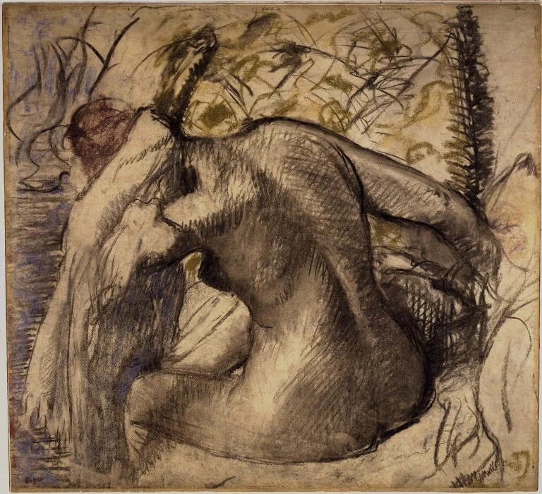 Donna nuda seduta che si asciuga i capelli - Brooklyn Museum